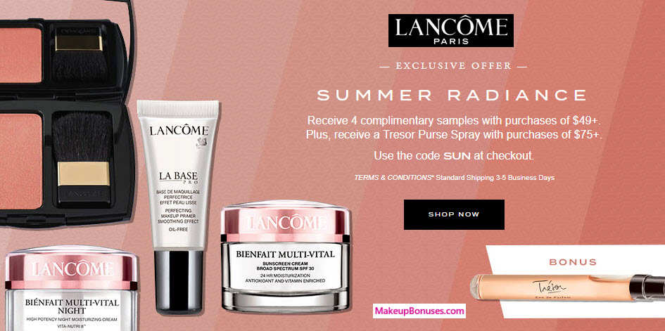 Receive a free 4-pc gift with your $49 Lancôme purchase