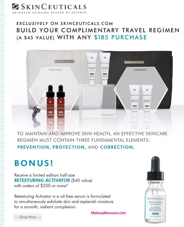 Receive a free 5-pc gift with your $250 SkinCeuticals purchase