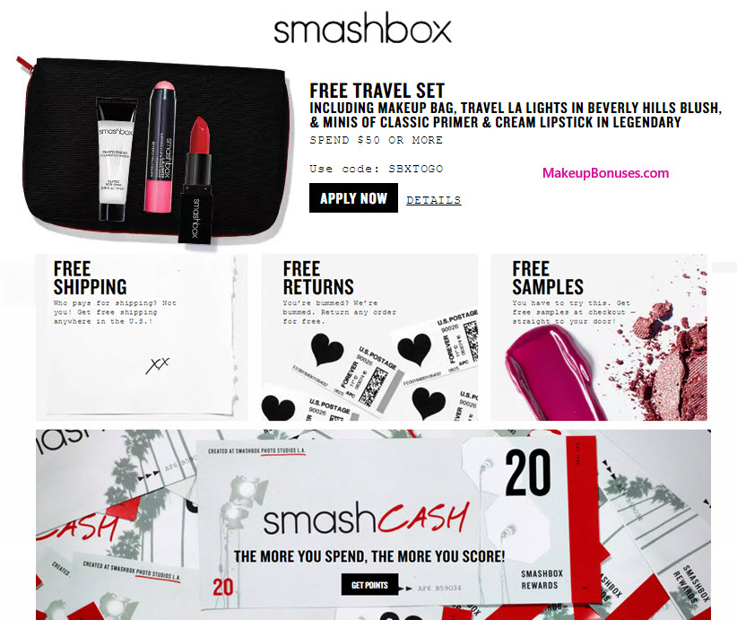 Receive a free 4-pc gift with your $50 Smashbox purchase