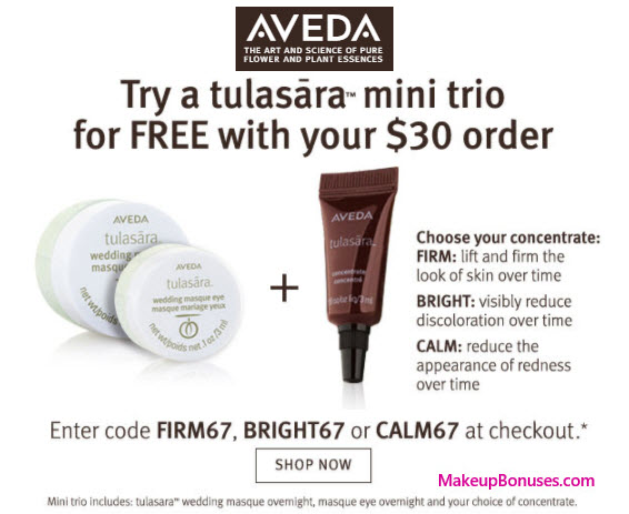 Receive your choice of 3-pc gift with your $30 Aveda purchase