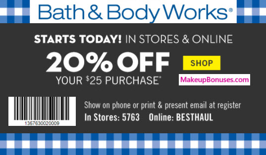 20% Off at Bath and Body Works