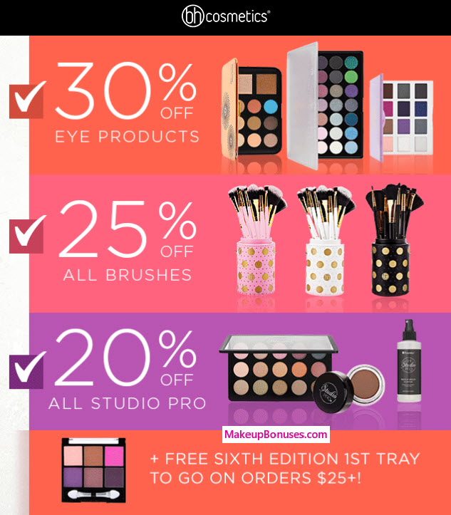Receive a free 6-pc gift with your $25 BH Cosmetics purchase