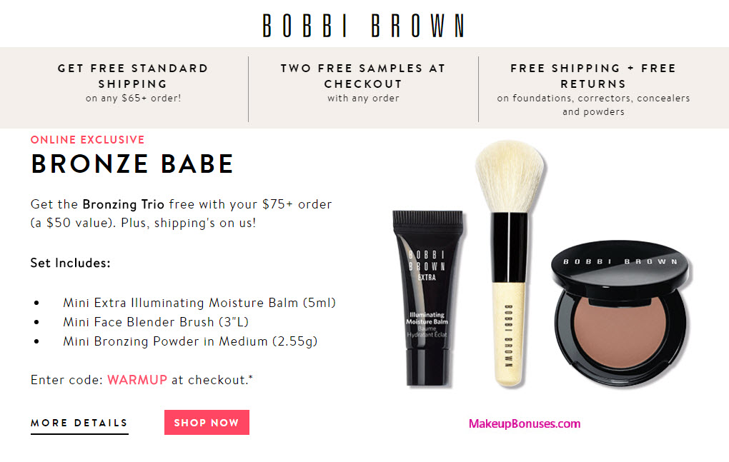Receive a free 3-piece bonus gift with your $75 Bobbi Brown purchase