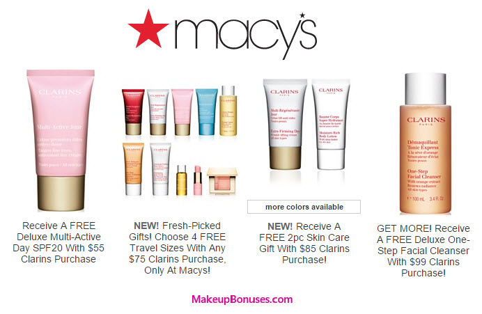 Receive your choice of 8-piece bonus gift with your $99 Clarins purchase