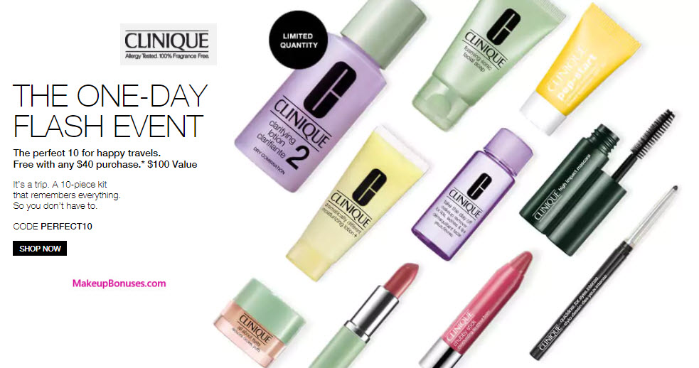 Receive a free 10-pc gift with your $40 Clinique purchase