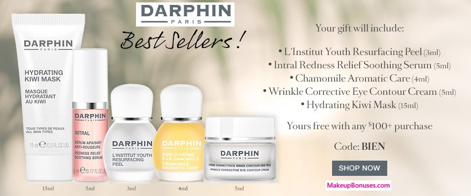 Receive a free 5-pc gift with your $100 Darphin purchase