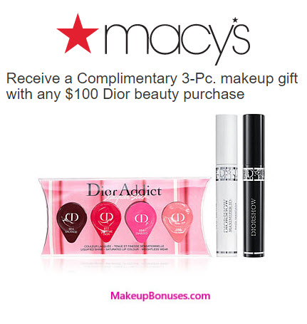 Receive a free 3-pc gift with your $100 Dior Beauty purchase