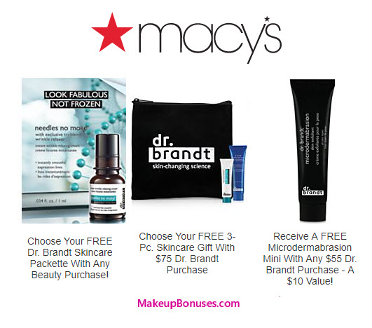 Receive a free 4-pc gift with your $75 Dr Brandt purchase