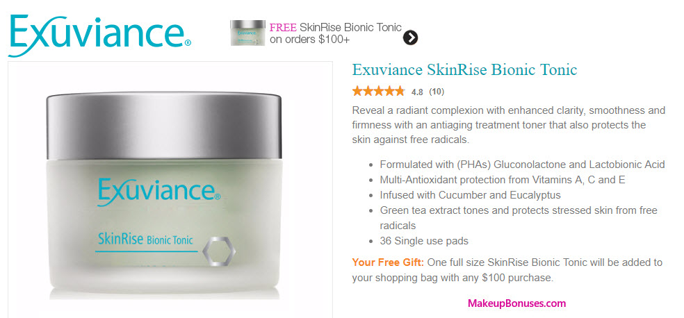Receive a free 36-pc gift with your $100 Exuviance purchase