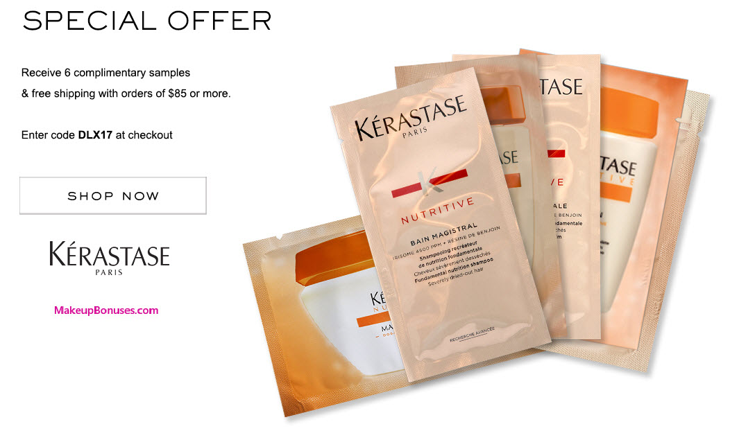 Receive a free 6-piece bonus gift with your $85 Kérastase purchase