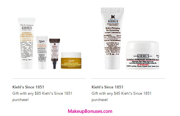 Receive a free 6-piece bonus gift with your $85 Kiehl's purchase