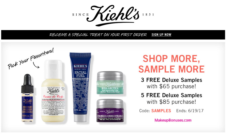 Receive a free 5-pc gift with your $85 Kiehl's purchase