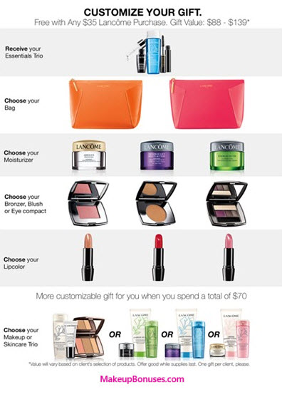 Receive a free 7-piece bonus gift with your $35 Lancôme purchase