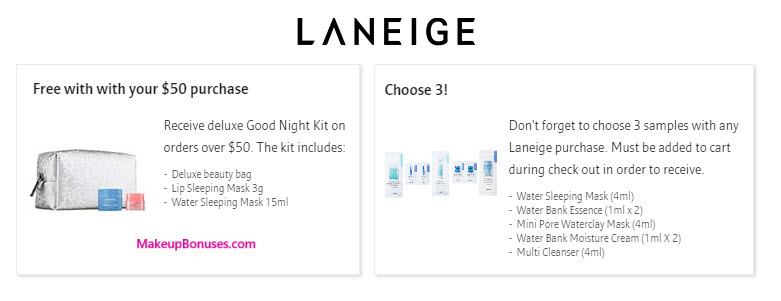 Receive a free 3-pc gift with your $50 LANEIGE purchase