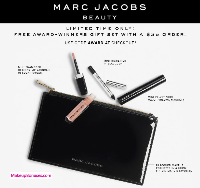 Receive a free 4-piece bonus gift with your $35 Marc Jacobs Beauty purchase