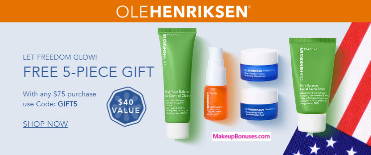 Receive a free 5-pc gift with your $75 OLE HENRIKSEN purchase