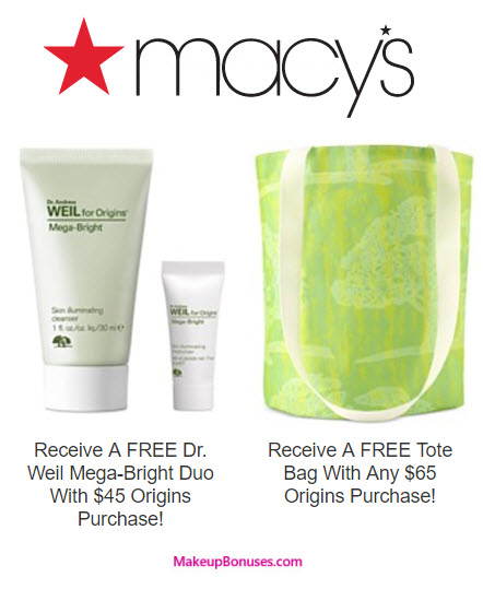 Receive a free 3-piece bonus gift with your $65 Origins purchase