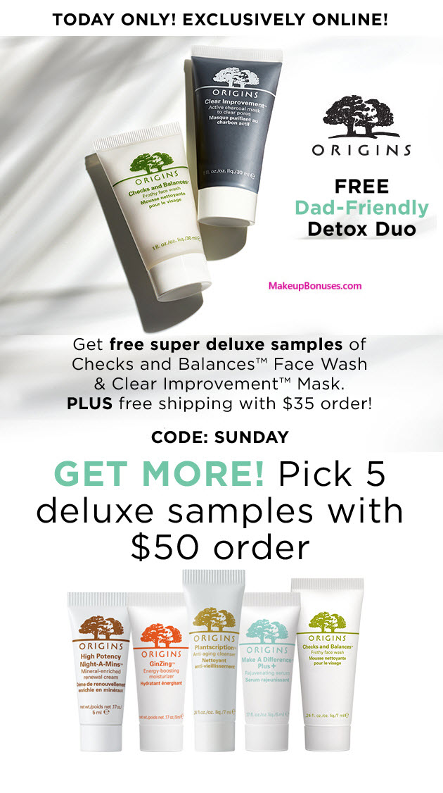 Receive your choice of 7-pc gift with your $50 Origins purchase