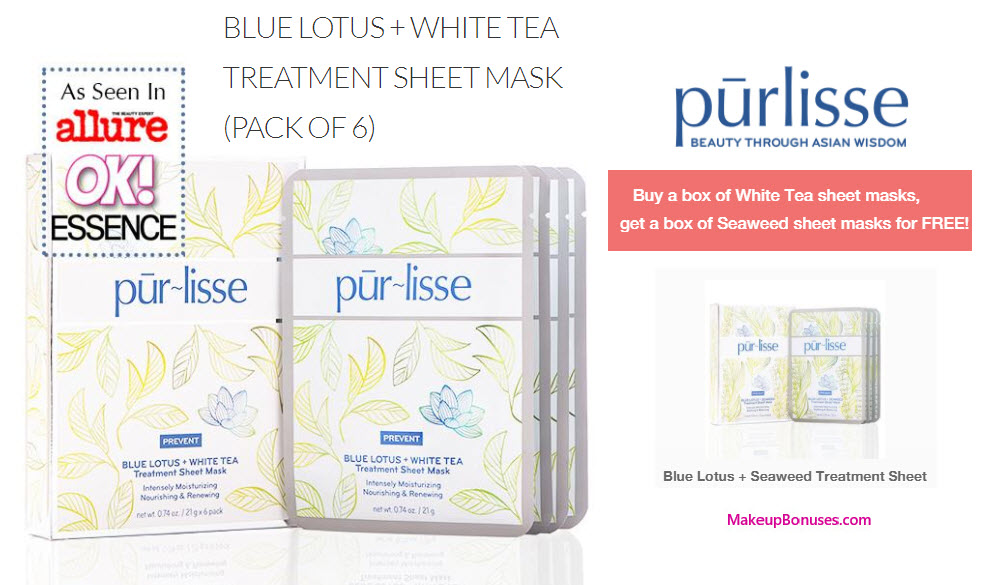 Receive a free 6-pc gift with your Blue Lotus + White Tea Treatment Sheet Mask (6) Blue Lotus + White Tea Treatment Sheet Mask (Pack of 6) purchase