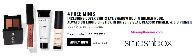 Receive a free 4-pc gift with your $40 Smashbox purchase