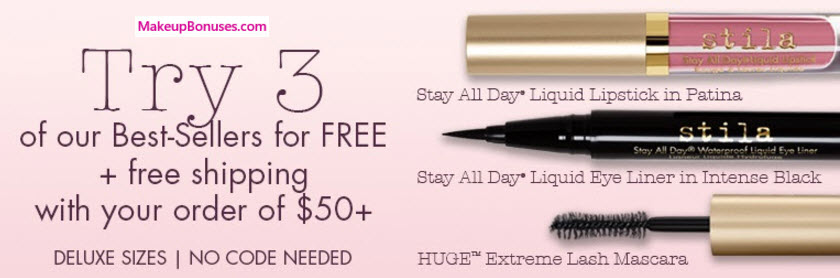 Receive a free 3- pc gift with your $50 Stila purchase