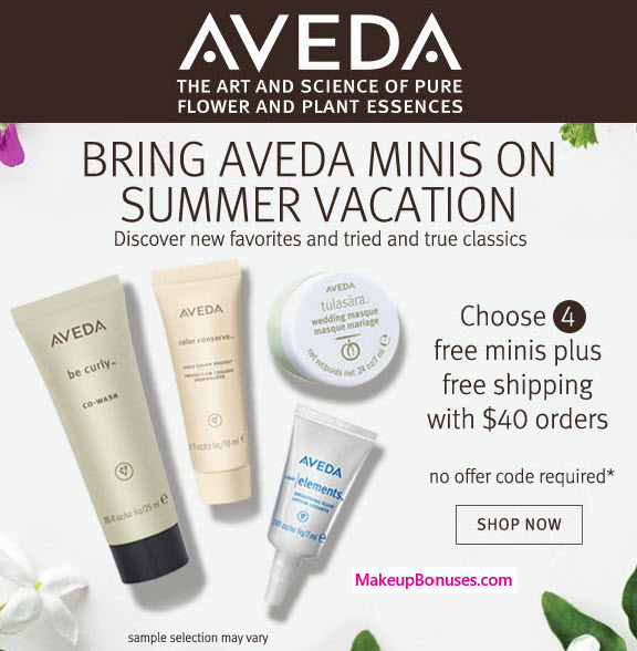 Receive your choice of 4-pc gift with your $40 Aveda purchase