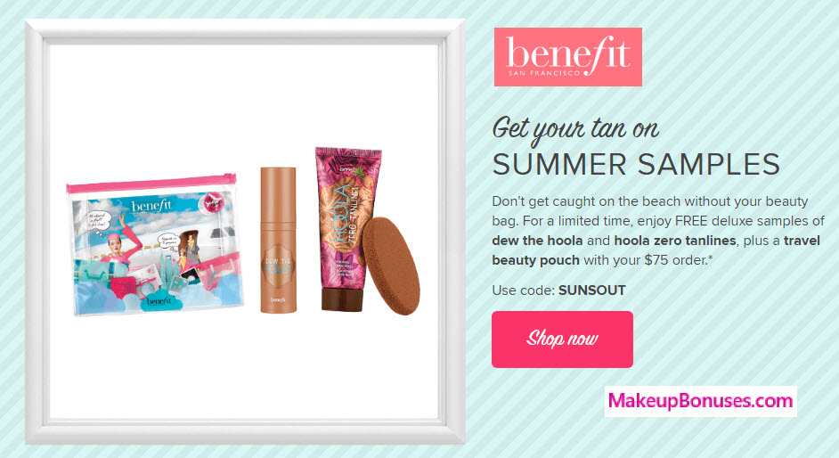 Receive a free 3-pc gift with your $75 Benefit Cosmetics purchase
