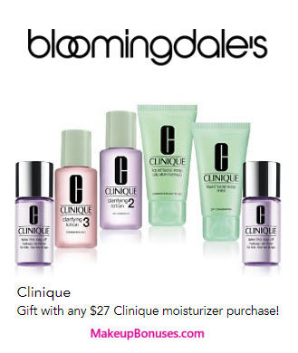 Receive your choice of 3-pc gift with your $27 Clinique Moisturizer purchase