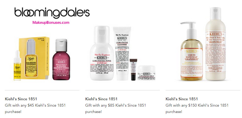 Receive a free 8-pc gift with your $150 Kiehl's purchase