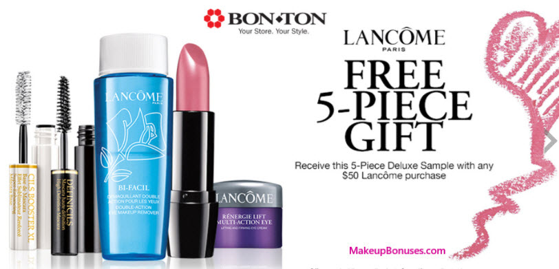 Receive a free 5-pc gift with your $50 Lancôme purchase