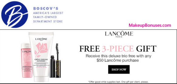 Receive a free 3-pc gift with your $50 Lancôme purchase