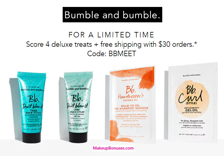 Receive a free 4-pc gift with your $30 Bumble and bumble purchase