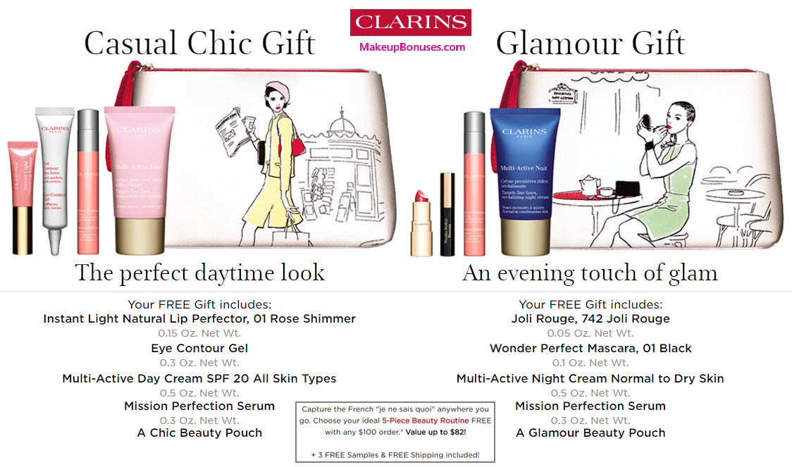 Receive your choice of 5-pc gift with your $100 Clarins purchase