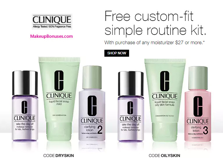 Receive your choice of 3-pc gift with your moisturizer (minimum amount $27) purchase