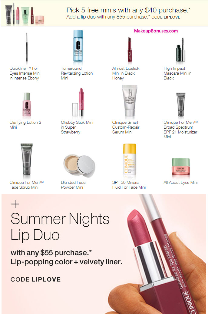 Receive your choice of 5-pc gift with your $40 Clinique purchase