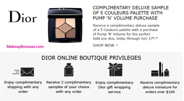 Receive a free 5-pc gift with your Pump 'N' Volume ($29.50) purchase