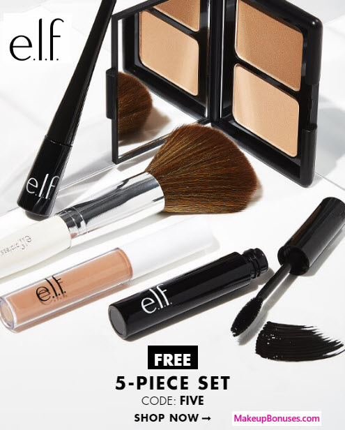 Receive a free 5-pc gift with your $25 ELF Cosmetics purchase