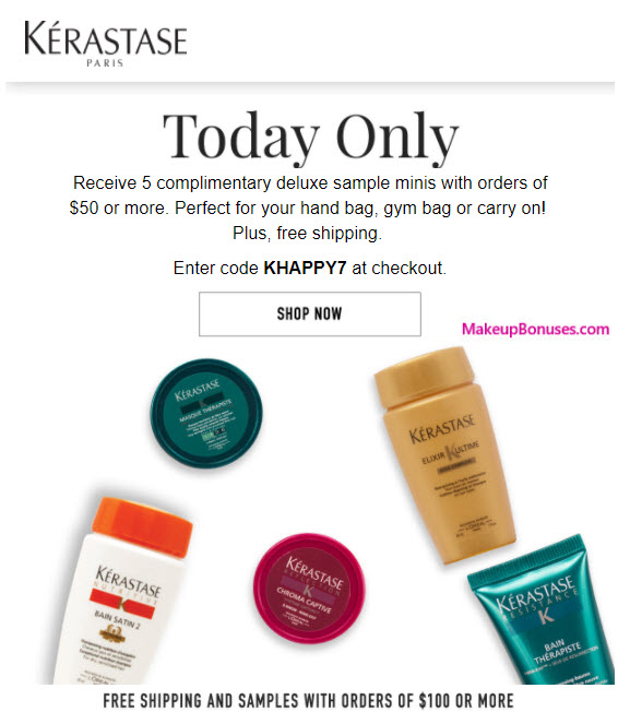 Receive a free 5-pc gift with your $50 Kérastase purchase