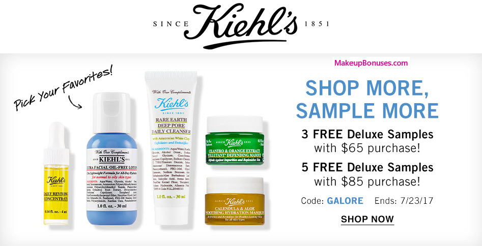 Receive your choice of 5-pc gift with your $85 Kiehl's purchase