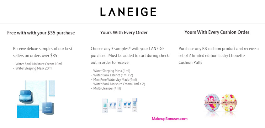 Receive your choice of 5-pc gift with your $35 LANEIGE purchase