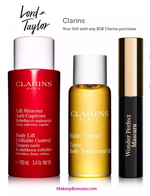 Receive a free 3-pc gift with your $50 Clarins purchase