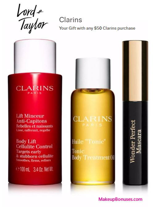 Receive a free 3-pc gift with your $50 Clarins purchase