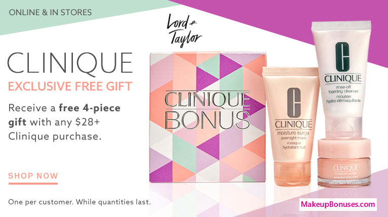Receive a free 4-pc gift with your $28 Clinique purchase