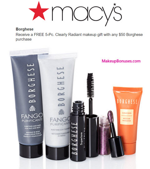 Receive a free 5-pc gift with your $50 Borghese purchase
