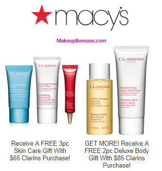 Receive a free 3-pc gift with your $65 Clarins purchase
