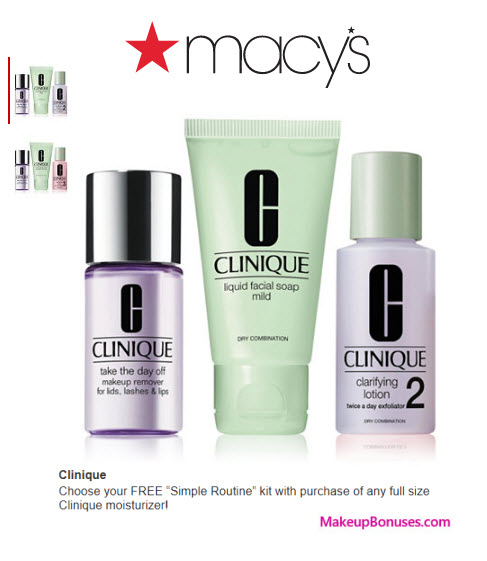 Receive your choice of 3-pc gift with your $27 Clinique Moisturizer purchase