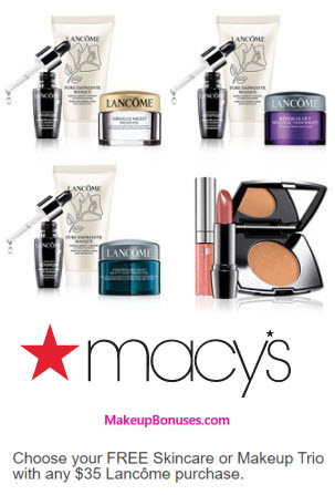 Receive a free 3-pc gift with your $35 Lancôme purchase
