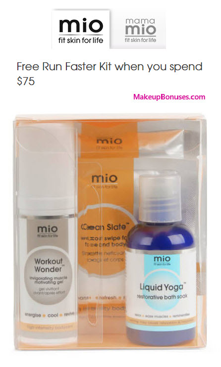 Receive a free 4-pc gift with your $75 Mio Skincare purchase