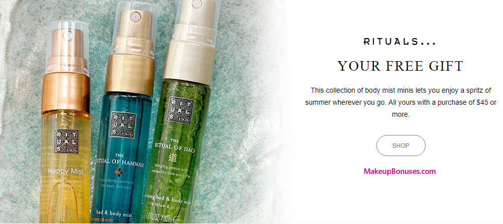 Receive a free 3-pc gift with your $45 Rituals purchase