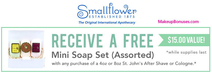 Receive a free 3-pc gift with your 4oz or 8oz St John's After Shave or Cologne purchase